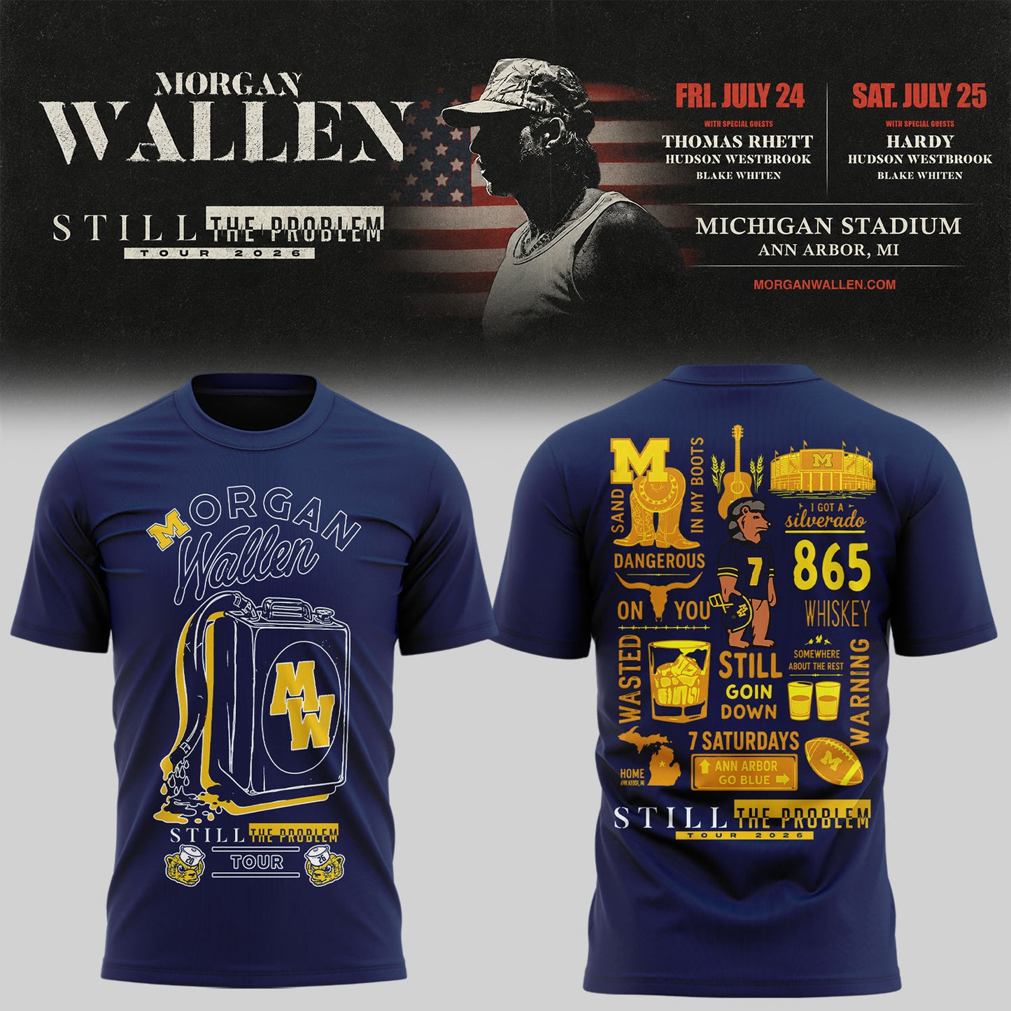 Exclusive Morgan Wallen x Michigan Football Tshirt 2026