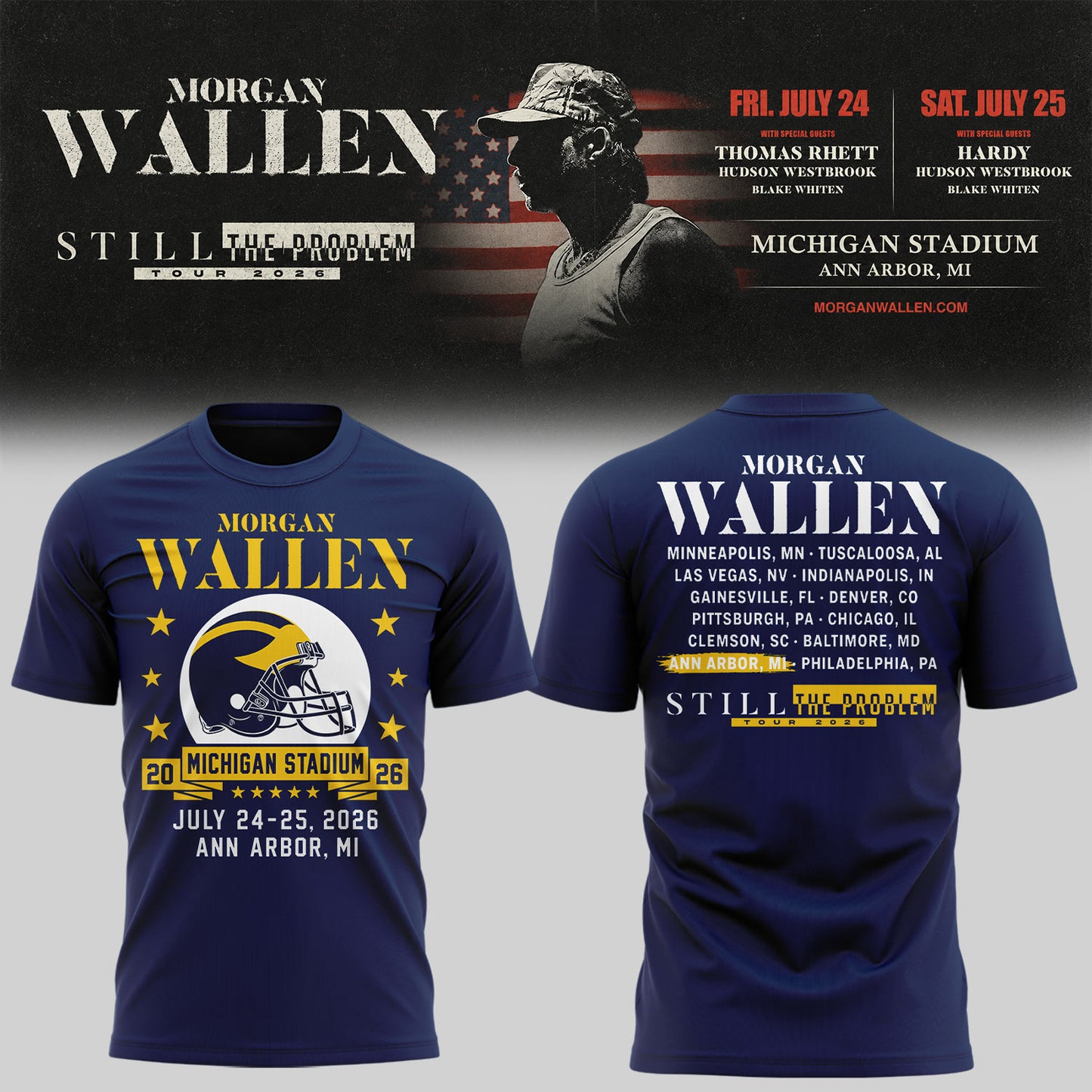 Exclusive Morgan Wallen x Michigan Football Tshirt 2026