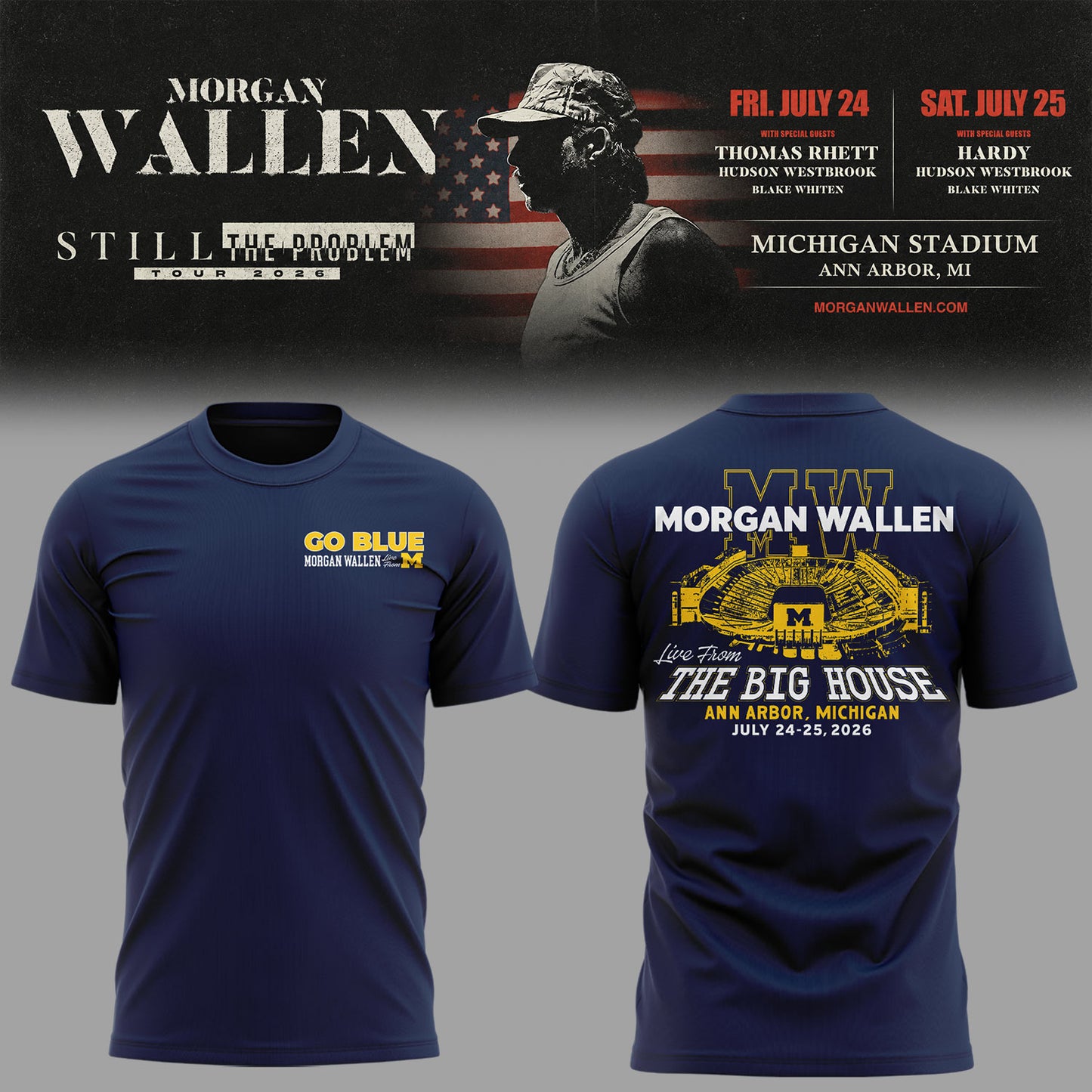 Exclusive Morgan Wallen x Michigan Football Tshirt 2026