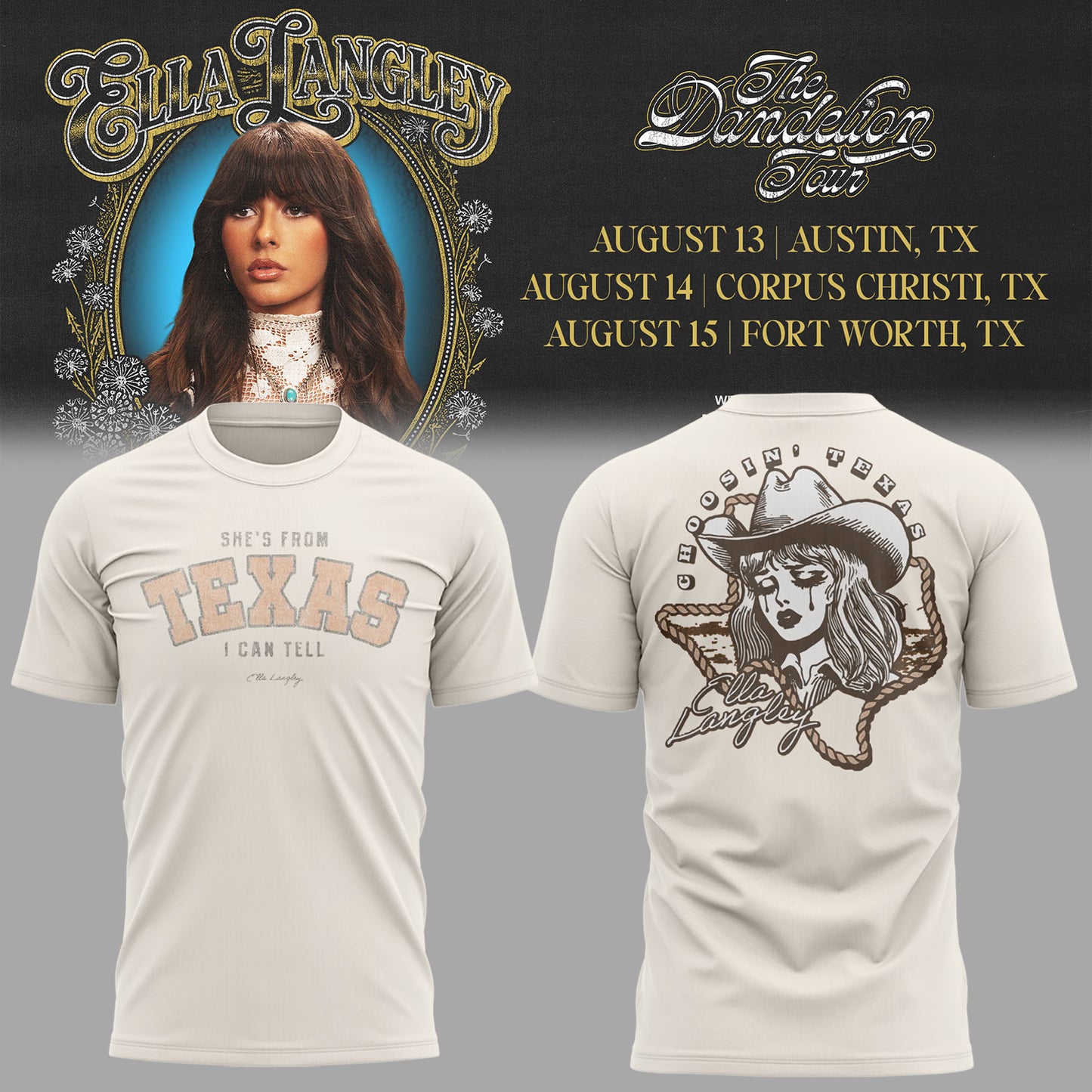 E.Langley “The Dandelion Tour” in Texas Shirt