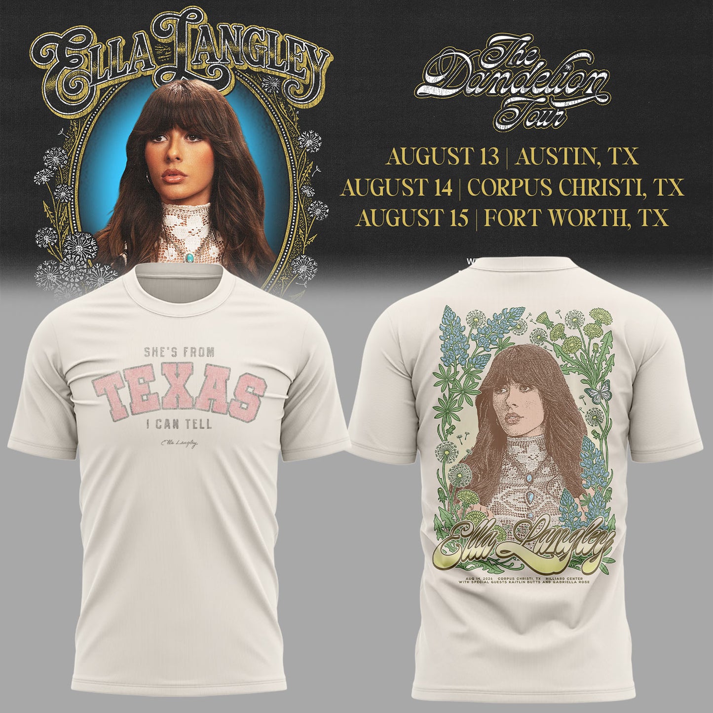 E.Langley “The Dandelion Tour” in Texas Shirt