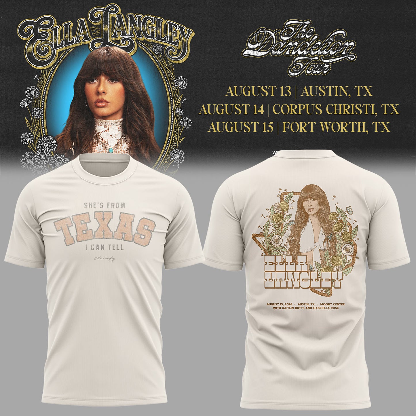 E.Langley “The Dandelion Tour” in Texas Shirt