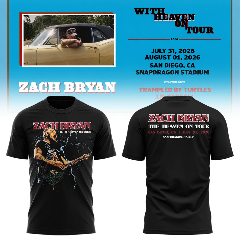 Limited Zach “With Heaven On Tour 2026.” At Snapdragon Stadium TShirt