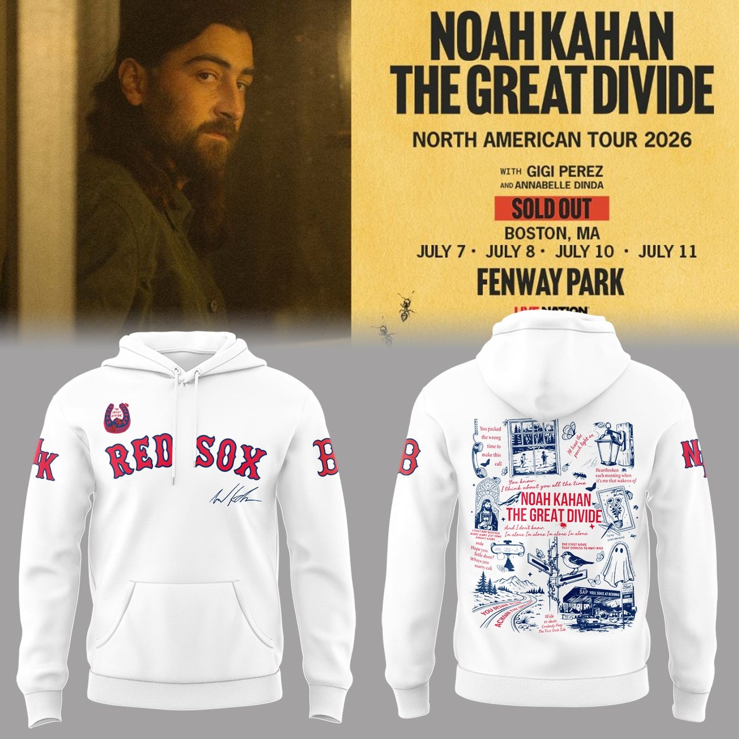 Limited Editon The Great Divide Tour At Fenway Park Boston Hoodie