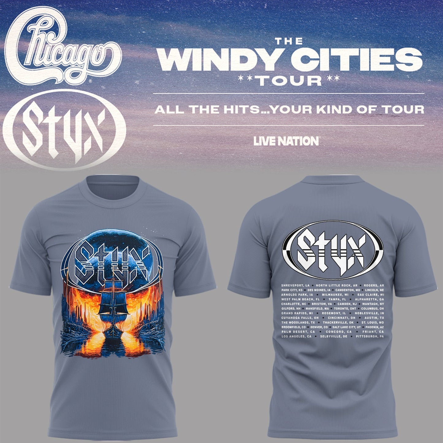 Limited Edition The Windy Cities Tour – All The Hits… Your Kind of Tour Shirt