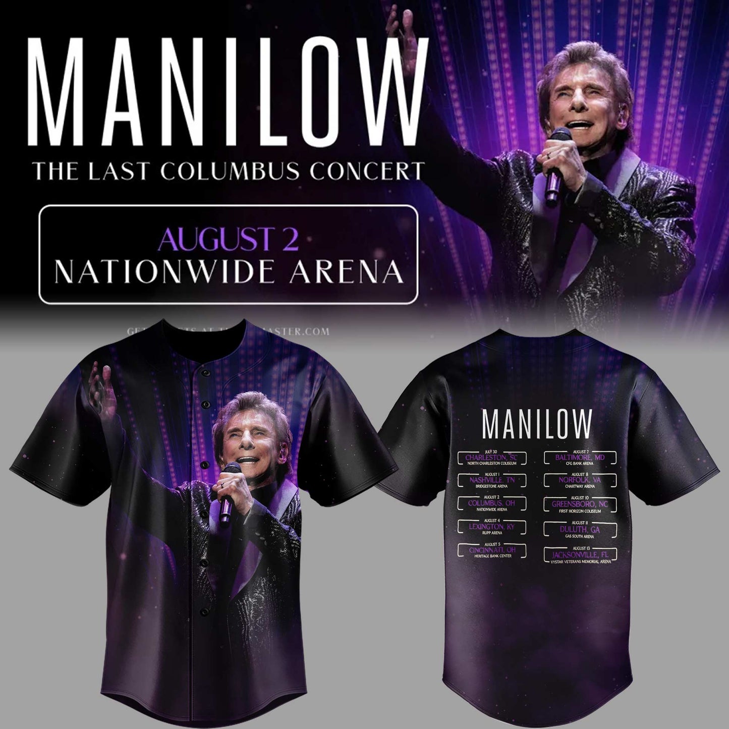 Limited Editon Barry Manilow The Last Columbus Concert Jersey