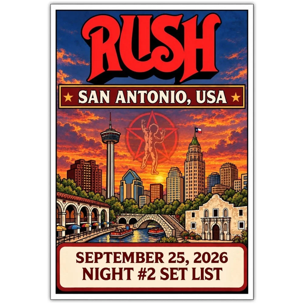 Rush San Antonio, USA Night 2 Set List September 25, 2026 Poster