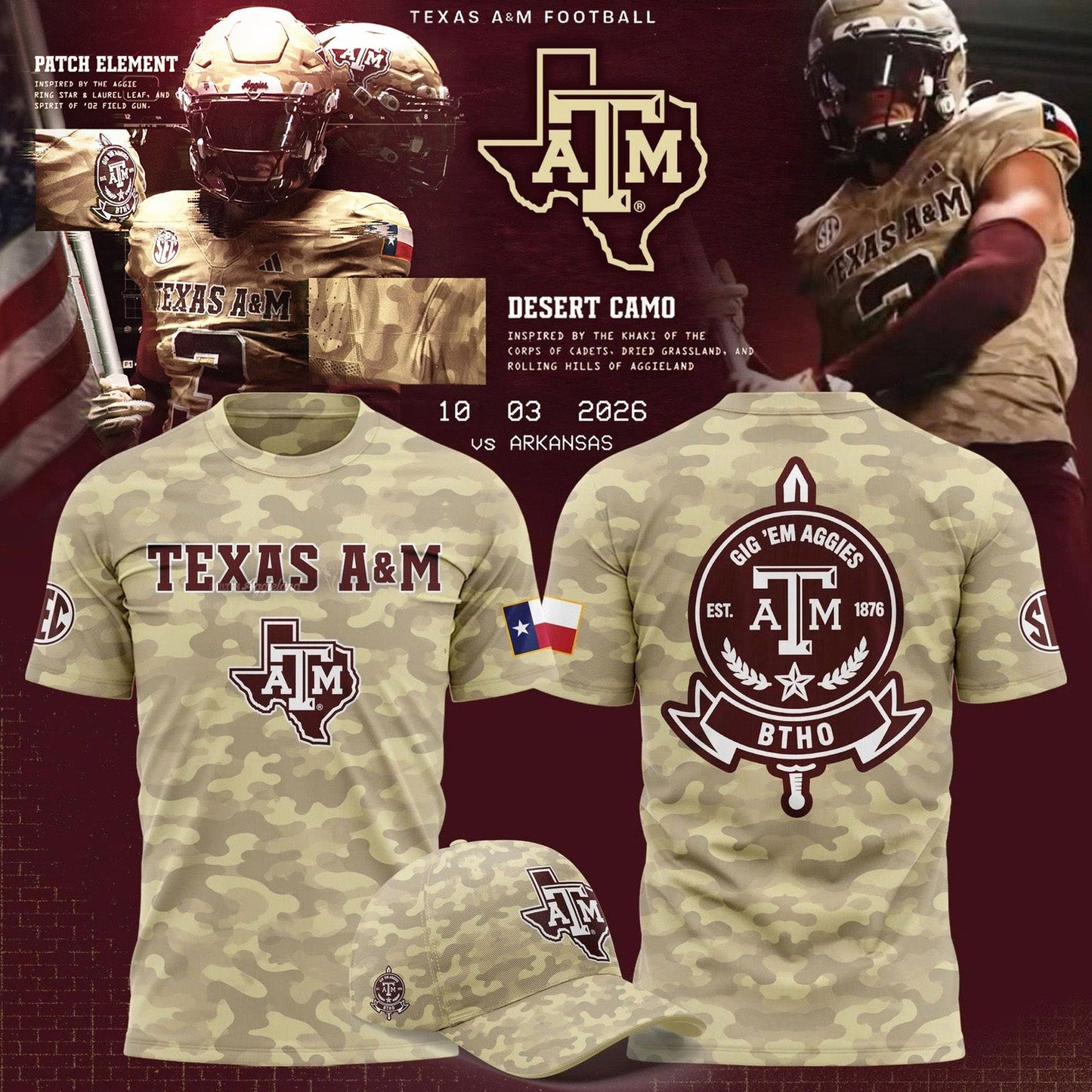 .Texas A&M Aggies Limited Camo Shirt NN