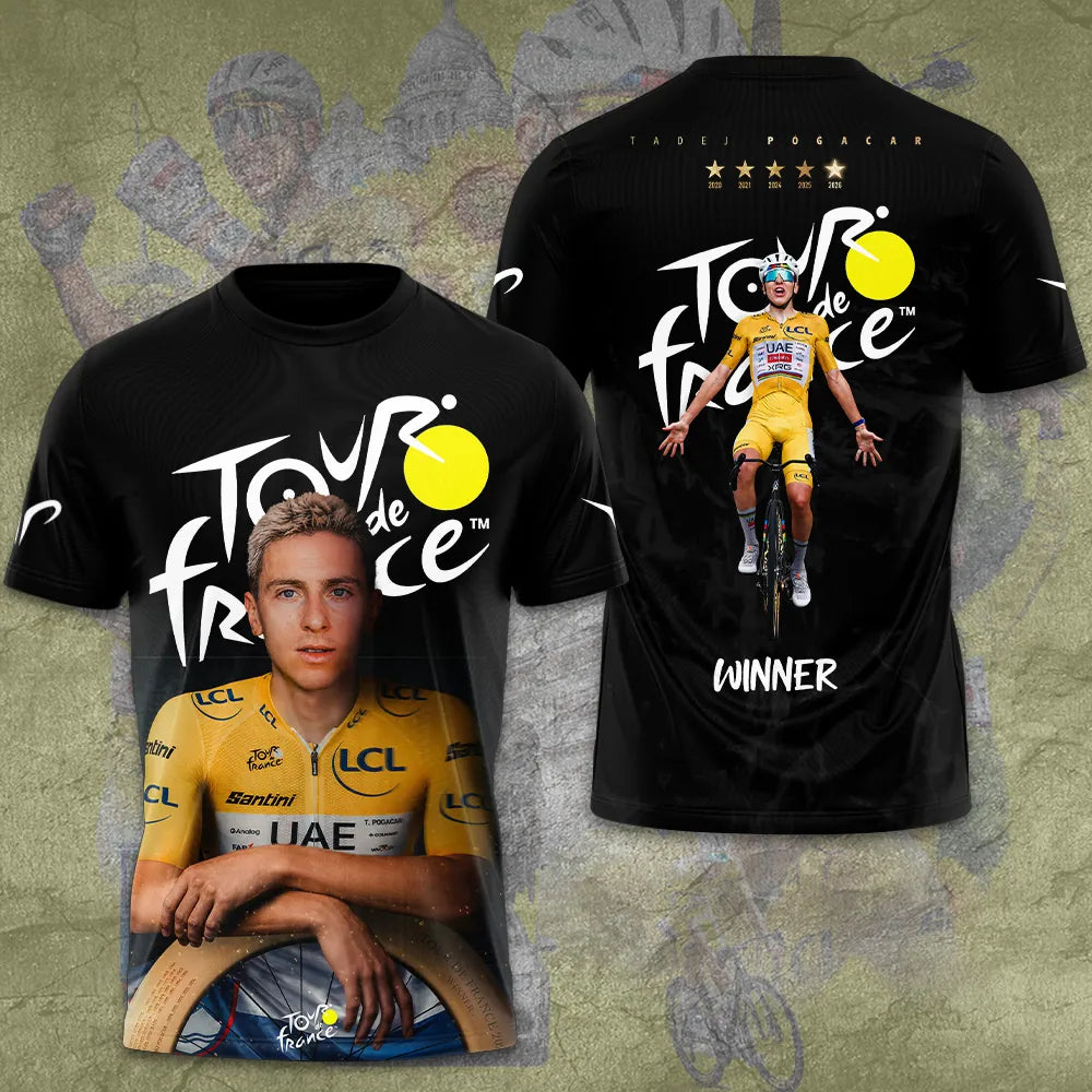 Limited Editon Tadej Pogacar 2026 5X Tour de France Winner Shirt