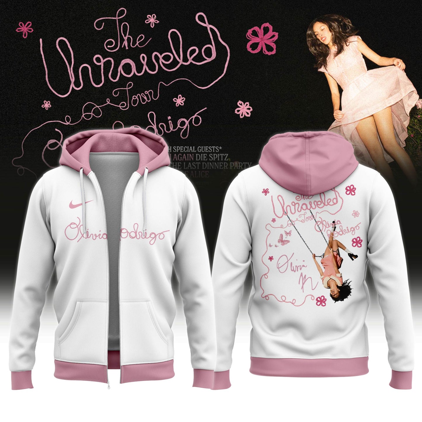 Olivia Rodrigo – The Unraveled Tour 2026/27 ZipHoodie White