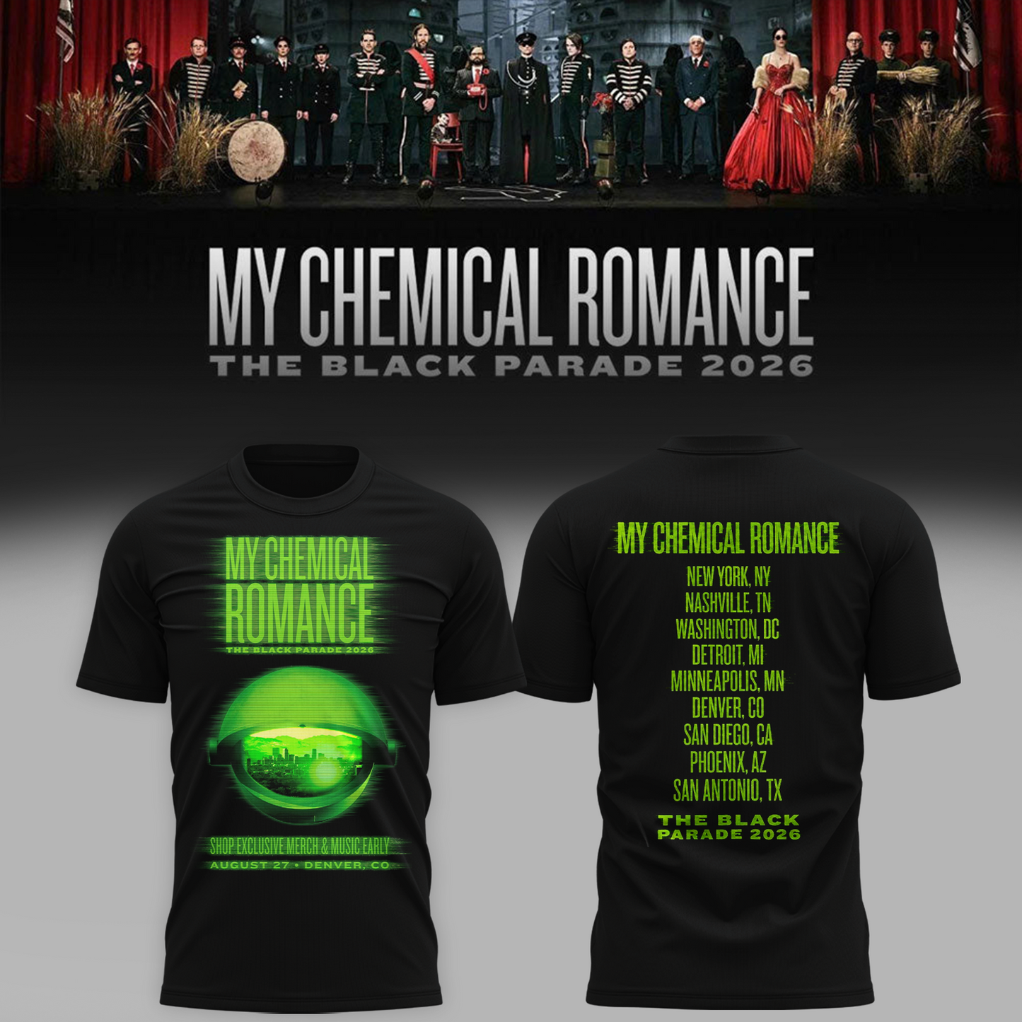 Limited Edition MCR Long Live The Black Parade Tour US 2026 At Denver Tshirt