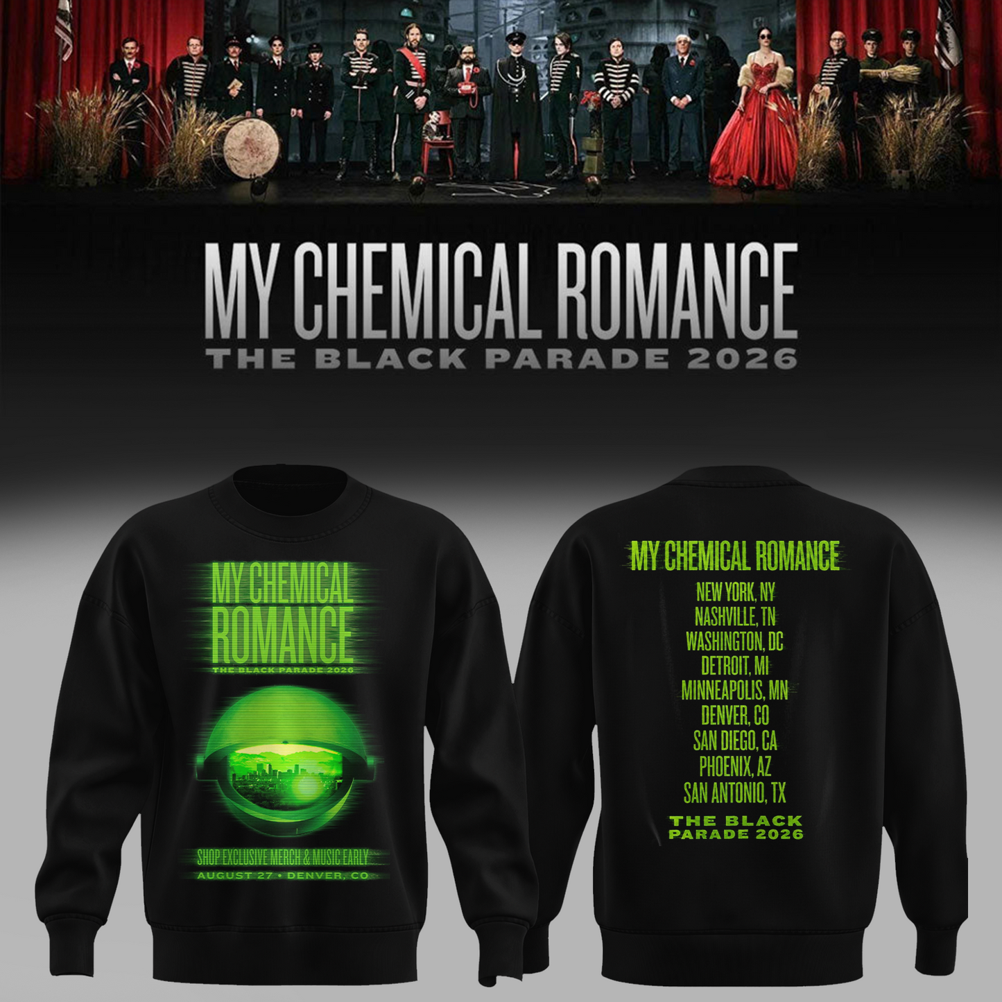 Limited Edition MCR Long Live The Black Parade Tour US 2026 At Denver Sweatshirt