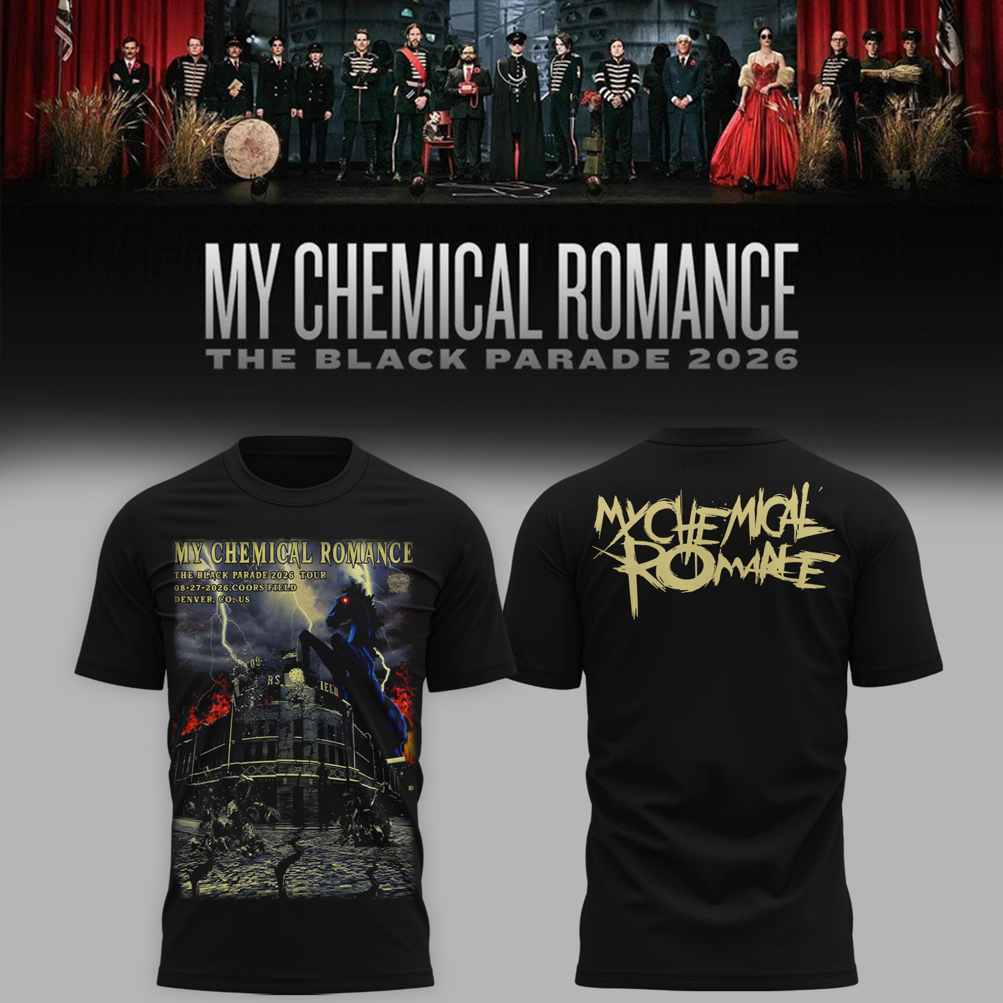 Limited Edition MCR Long Live The Black Parade Tour US 2026 At Denver Tshirt