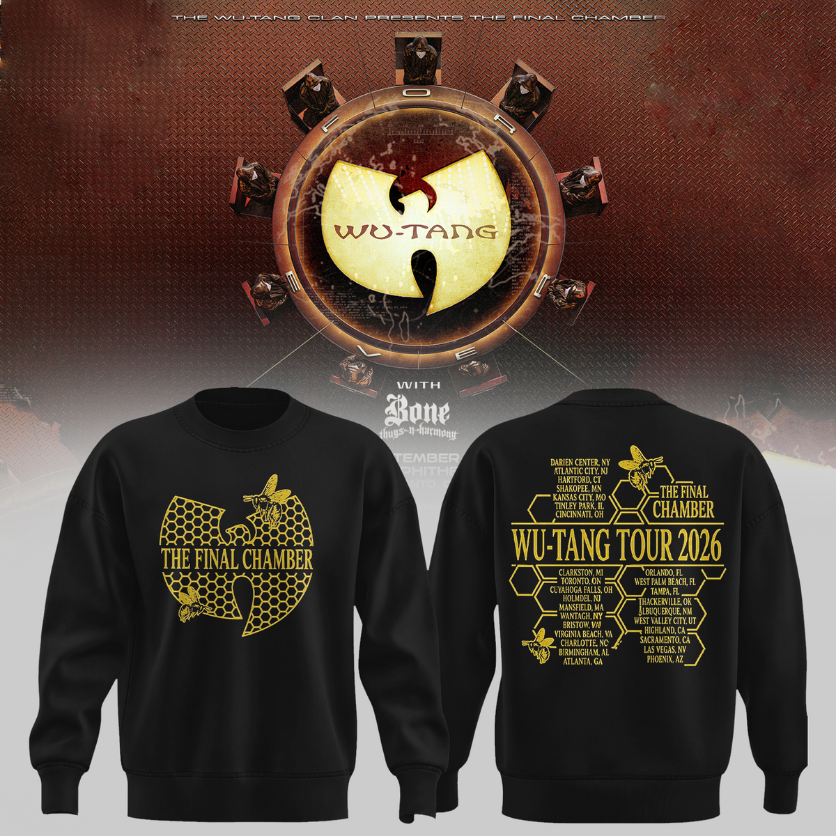 Wu-Tang Clan The Final Chamber Tour 2026 North America Merch Bee Comb Sweater