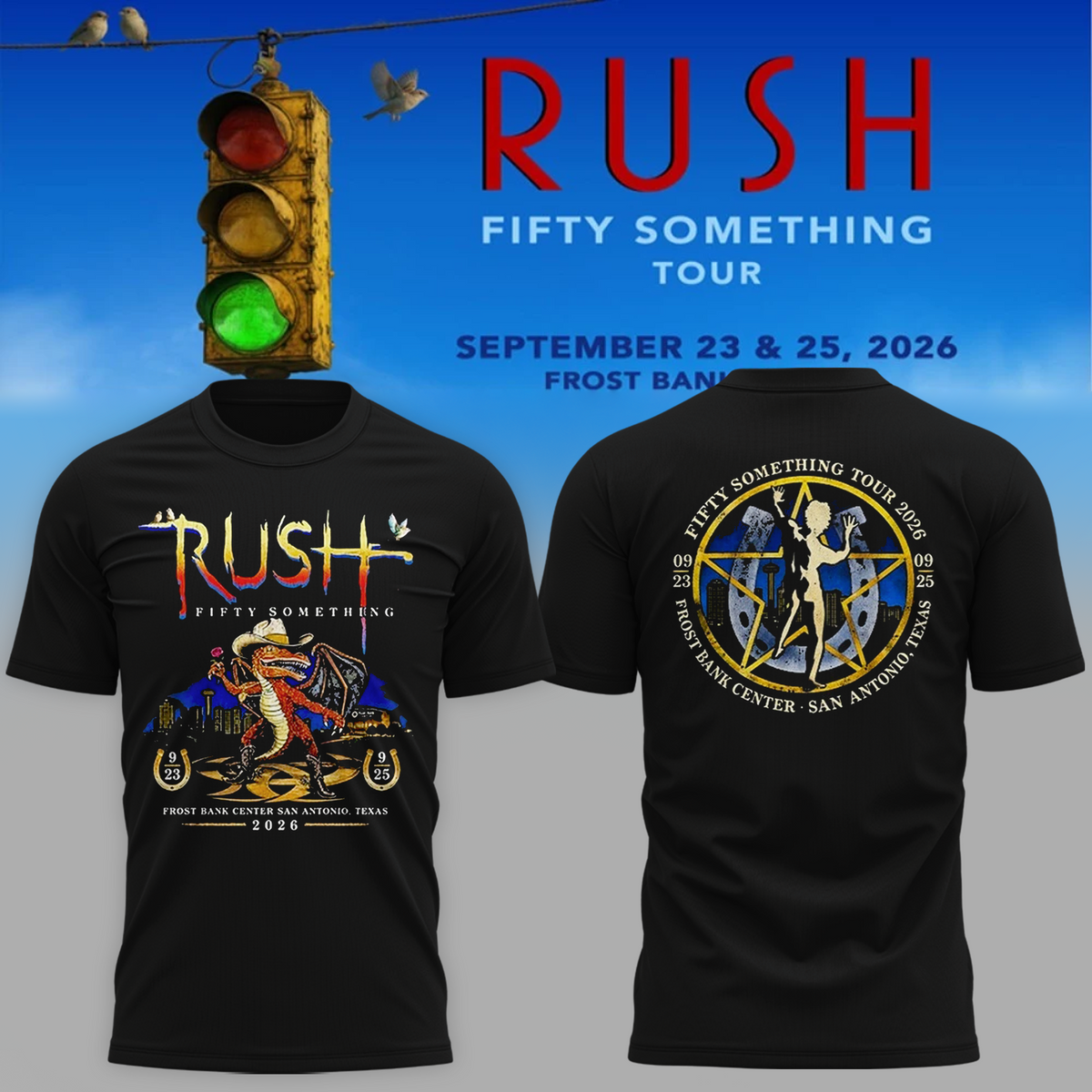RUSH San Antonio Texas 2026 Fifty Something Tour T-Shirt