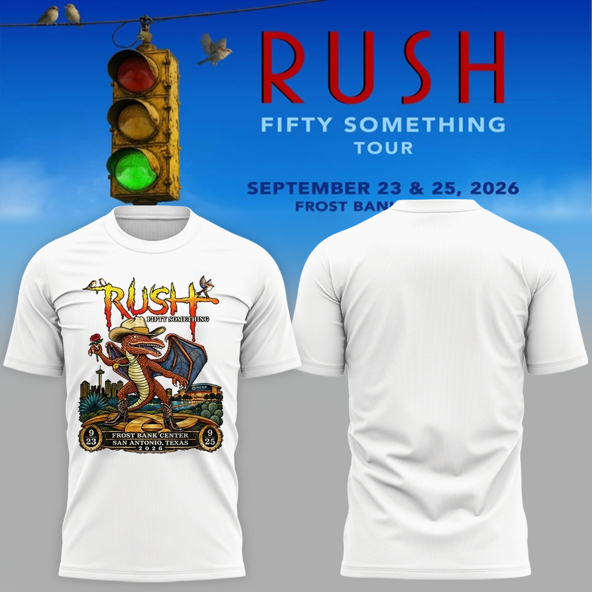 RUSH San Antonio Texas 2026 Fifty Something Tour T-Shirt