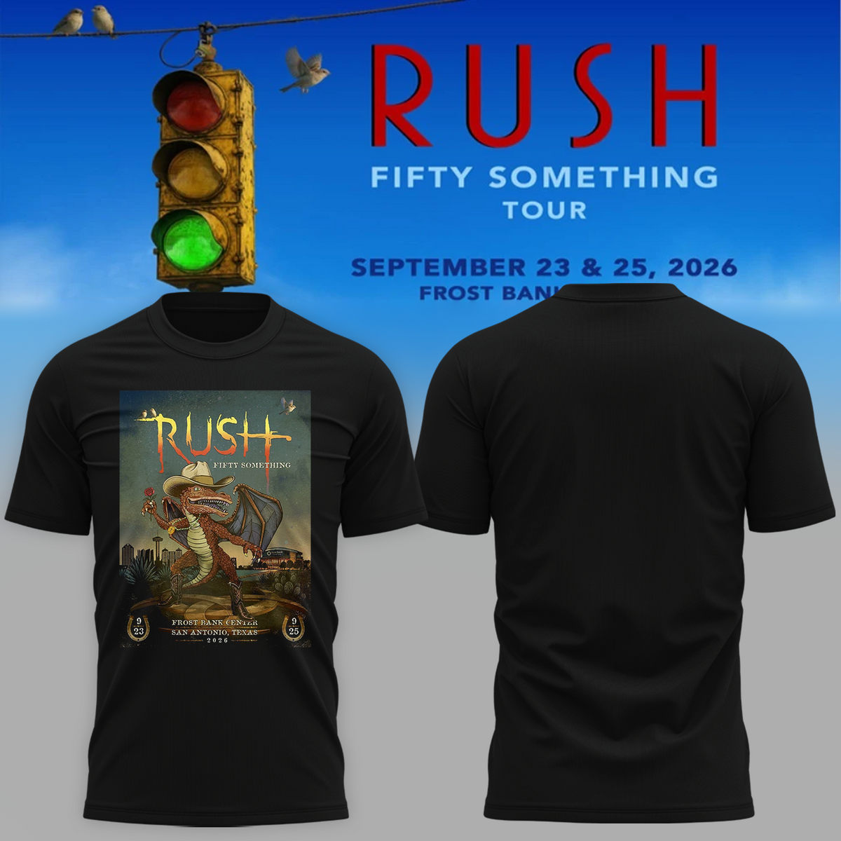 RUSH San Antonio Texas 2026 Fifty Something Tour T-Shirt