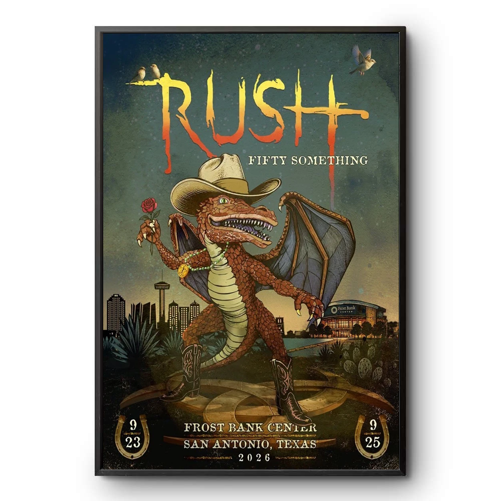 RUSH San Antonio Texas 2026 Fifty Something Tour Poster