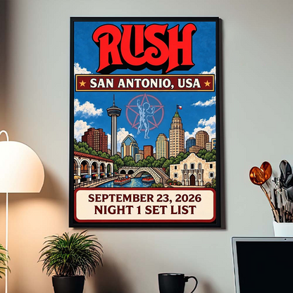 Rush San Antonio, USA Night 1 Set List September 23, 2026 Poster