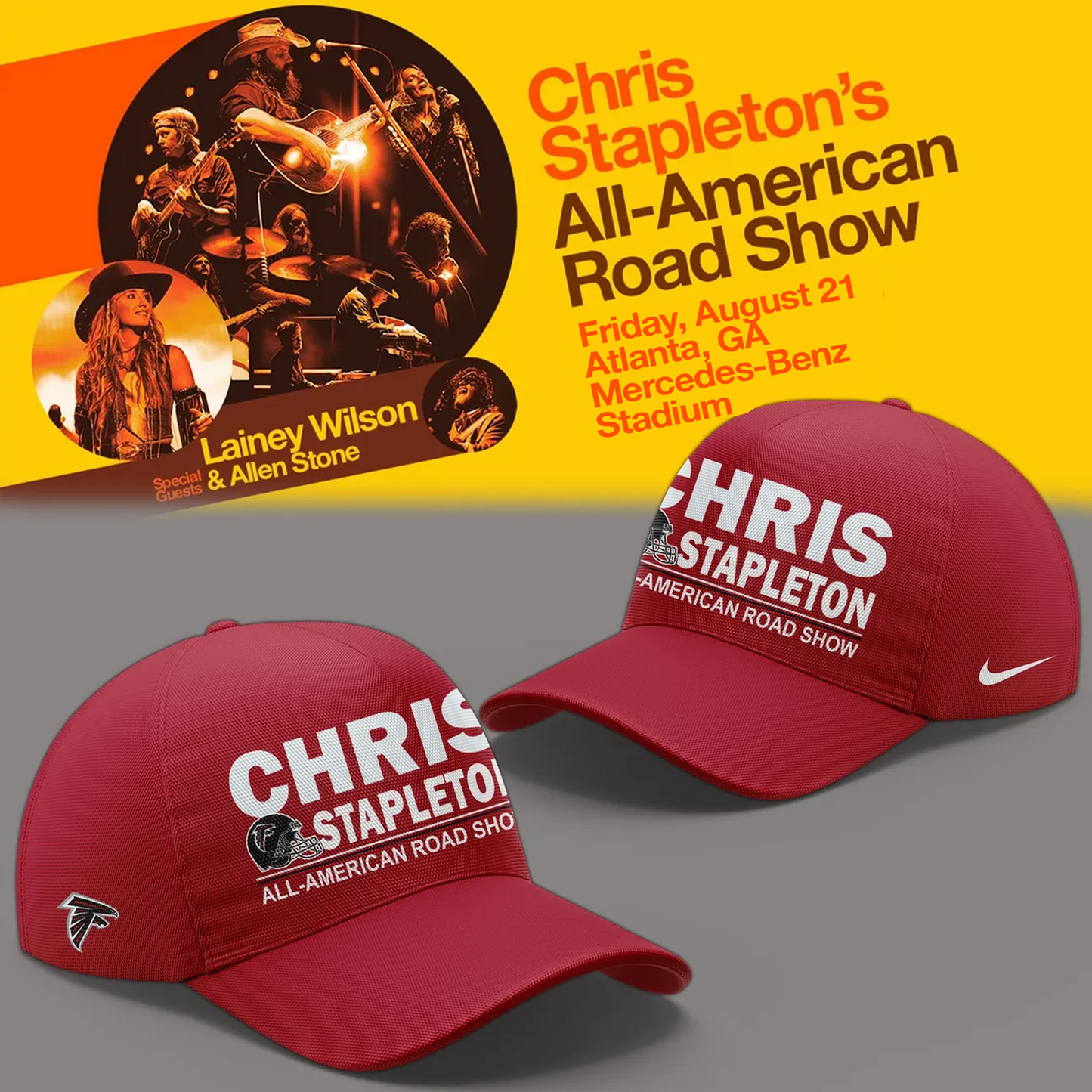03.20. New Hoodie Chris Stapleton x Atlanta Falcons - All American Road Show 2026 Hoodie