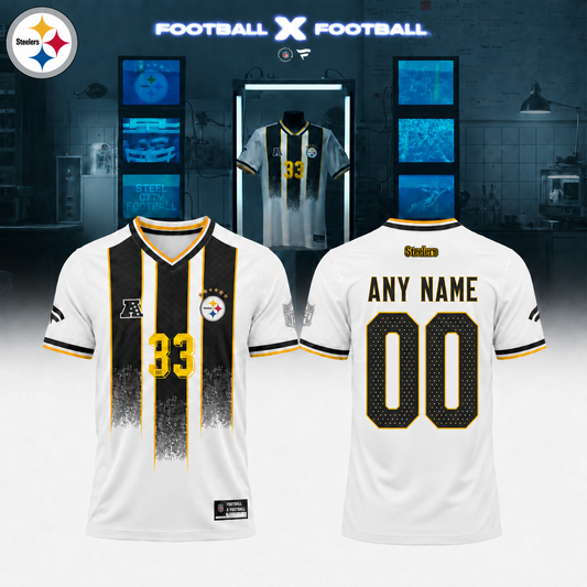 .Pittsburgh Steelers Football x Football Collared Fan Top – Jersey (Custom Name & Custom Number)