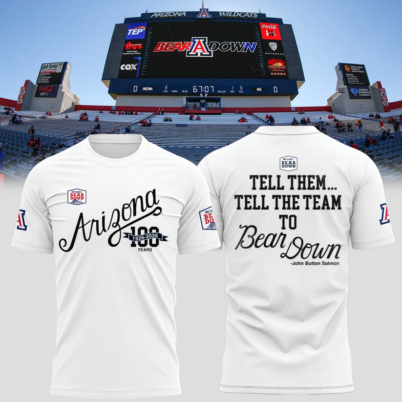 Limited Edition Arizona Wildcats 100 Years Bear Down T-shirt