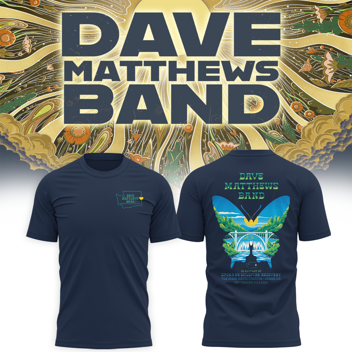 Dave Matthews Band George WA 2026 Gig Poster Live At The Gorge On September 4 5 6 2026 T shirt
