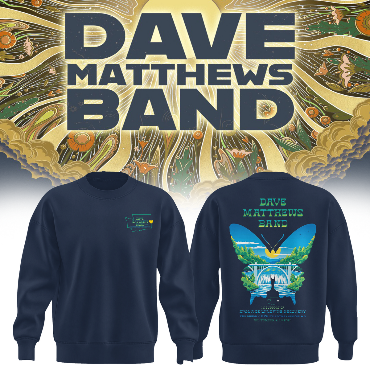 Dave Matthews Band George WA 2026 Gig Poster Live At The Gorge On September 4 5 6 2026 Sweater
