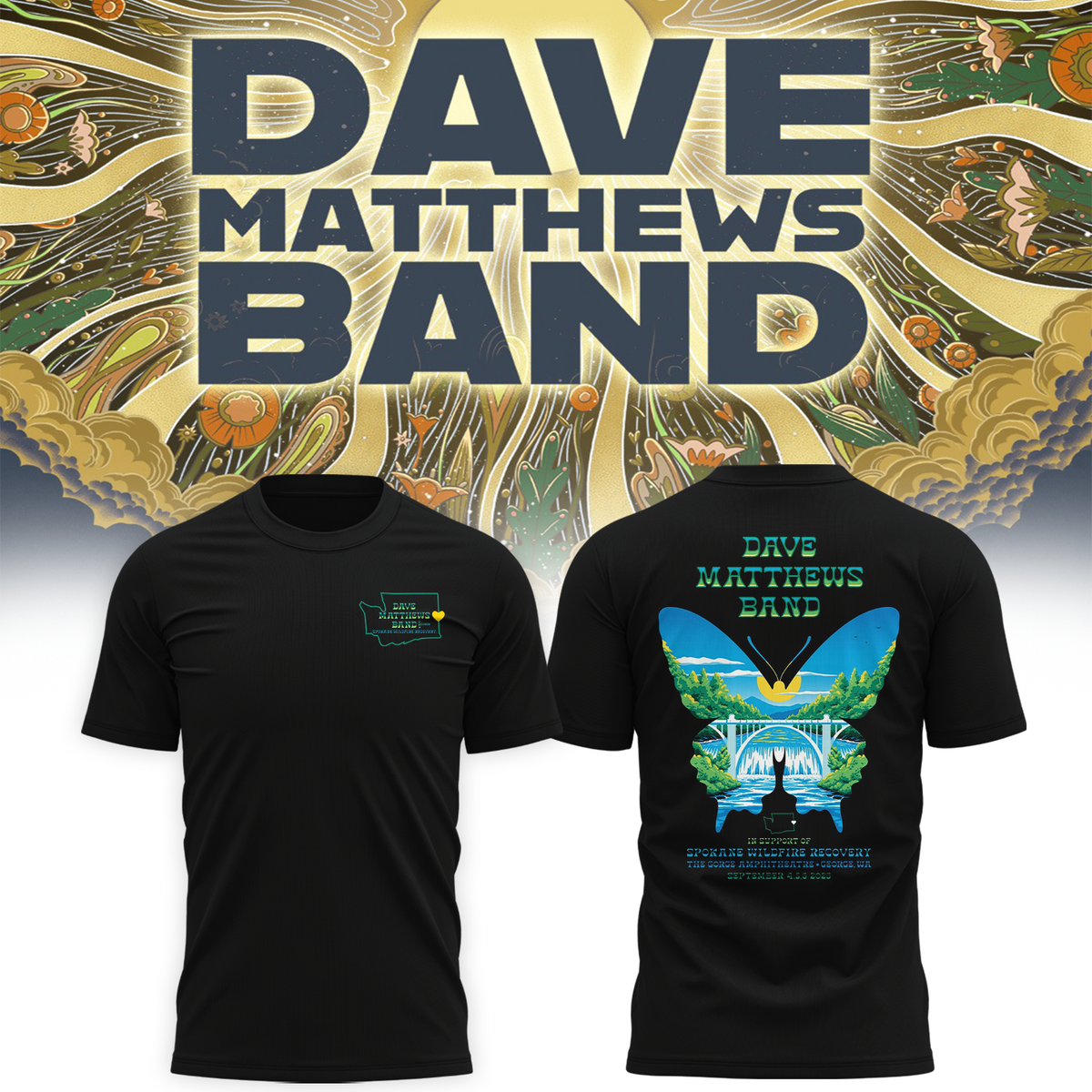Dave Matthews Band George WA 2026 Gig Poster Live At The Gorge On September 4 5 6 2026 T shirt