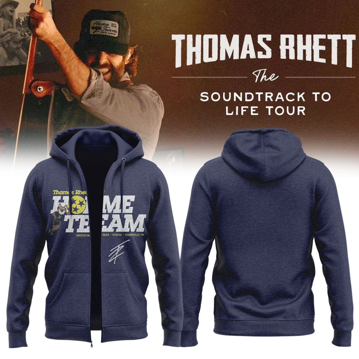 ,..Thomas Rhett ”The Soundtrack to Life Tour” Limited Edition Signature – Zip Hoodie