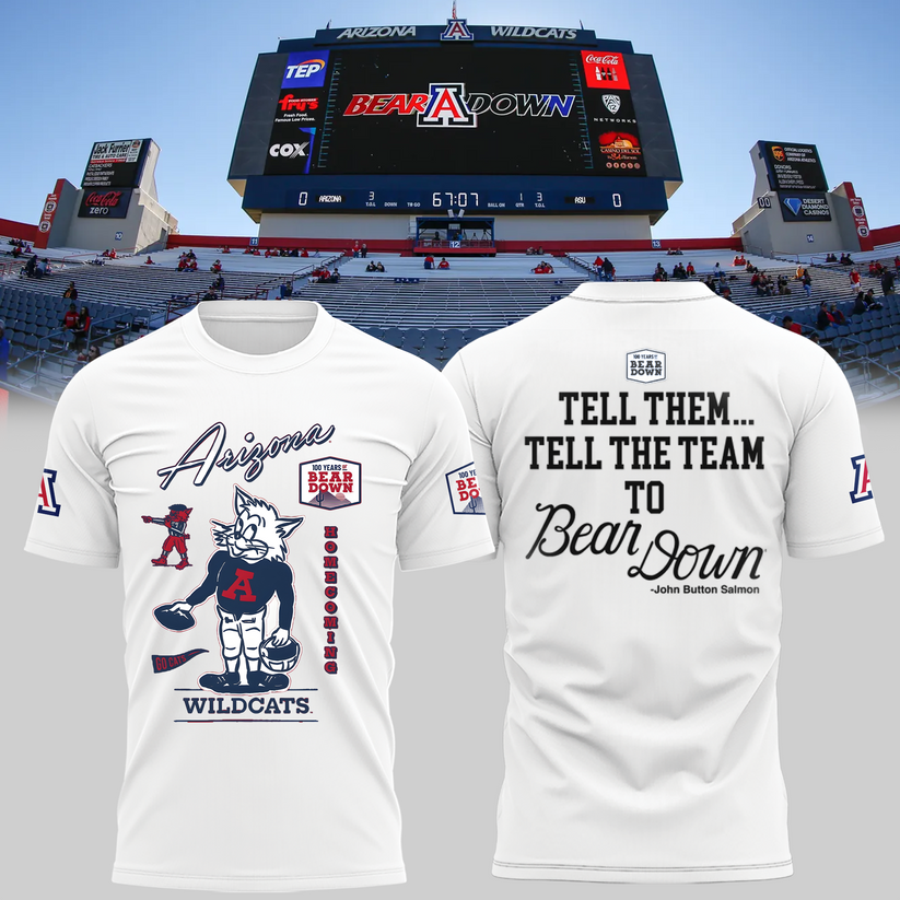Limited Edition Arizona Wildcats 100 Years Bear Down T-shirt