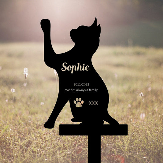 Custom Cat Garden Stakes, Metal Cat Markers, Garden Name Stakes, Memorial Garden Tombstones, Metal Signs, Metal Yard Art, Garden Signs