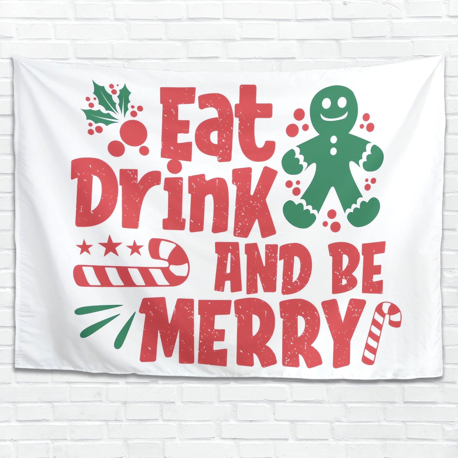 Custom Christmas Tapestry, Welcome To Our Winter Wonder Land, Eat Drink And Be Merry, Winter Is Bright, Your Custom Photo