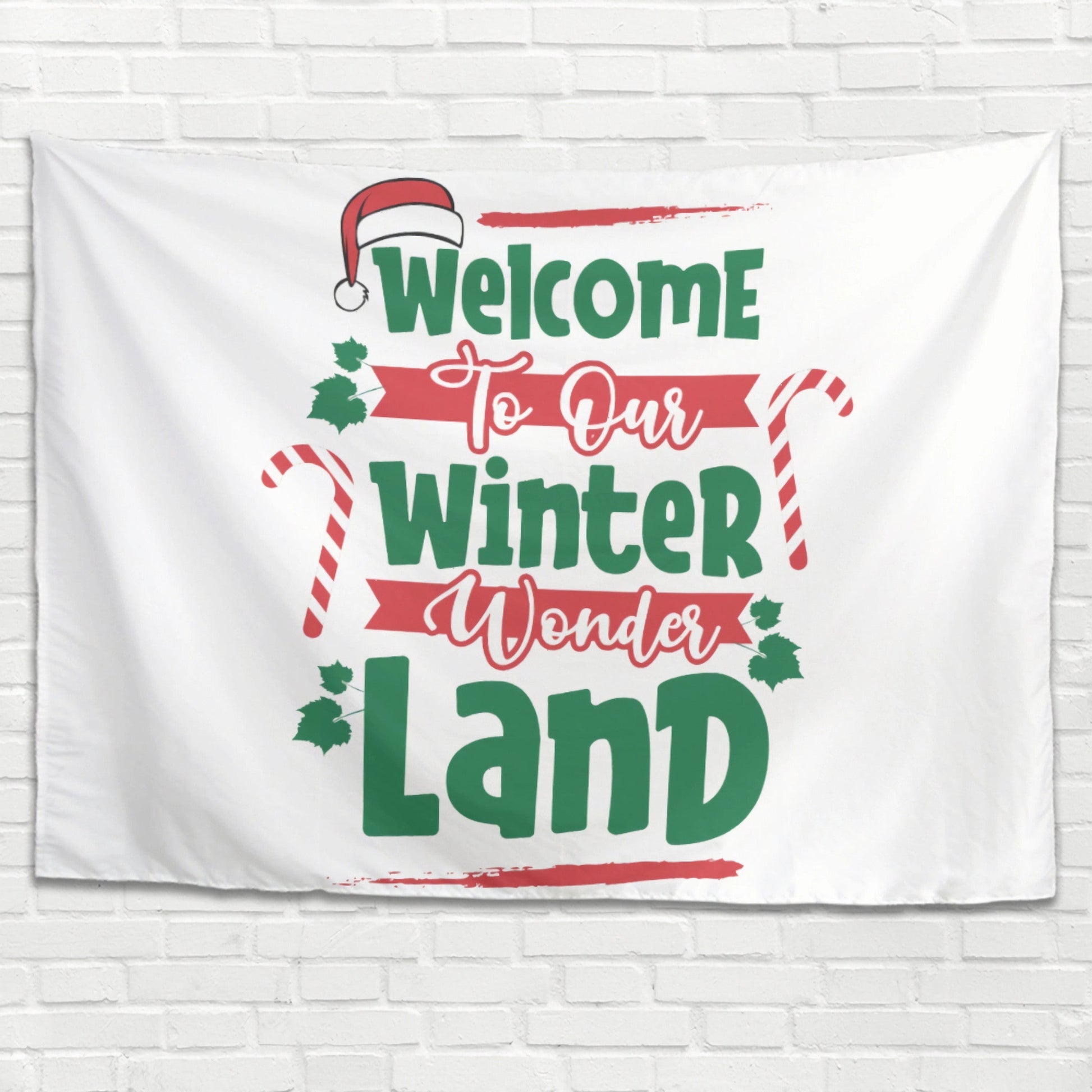 Custom Christmas Tapestry, Welcome To Our Winter Wonder Land, Eat Drink And Be Merry, Winter Is Bright, Your Custom Photo