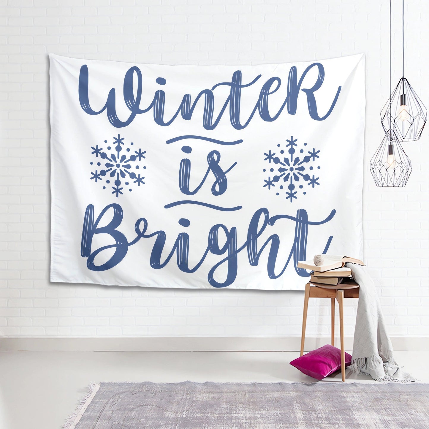 Custom Christmas Tapestry, Welcome To Our Winter Wonder Land, Eat Drink And Be Merry, Winter Is Bright, Your Custom Photo