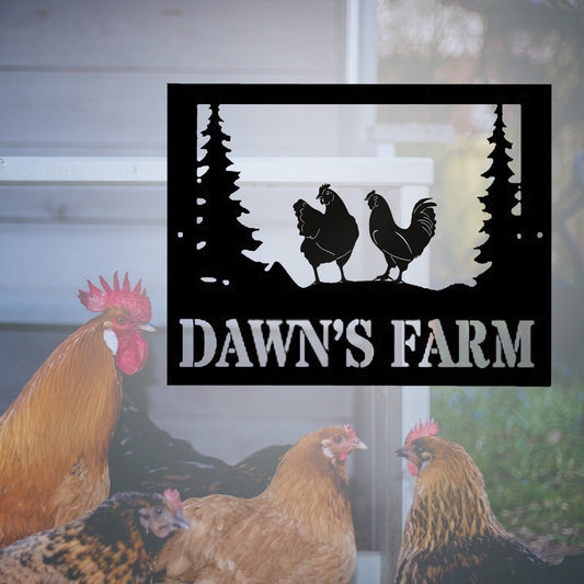 Custom Chicken Sign, Custom Chicken Coop Metal Art, Personalized Chicken Farm Sign, Farm Coop Sign, Chicken Coop Name Sign