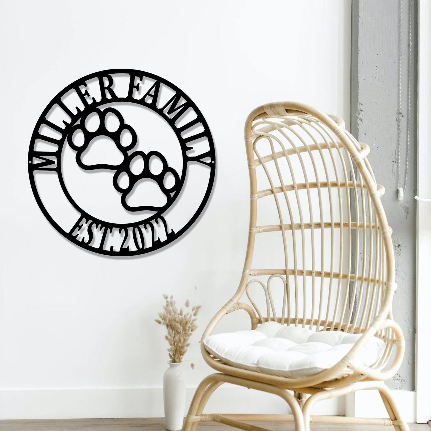 Custom dog name metal sign / personalized pet name decoration / dog house / dog paw sign / children's room wall decoration / LED wall light