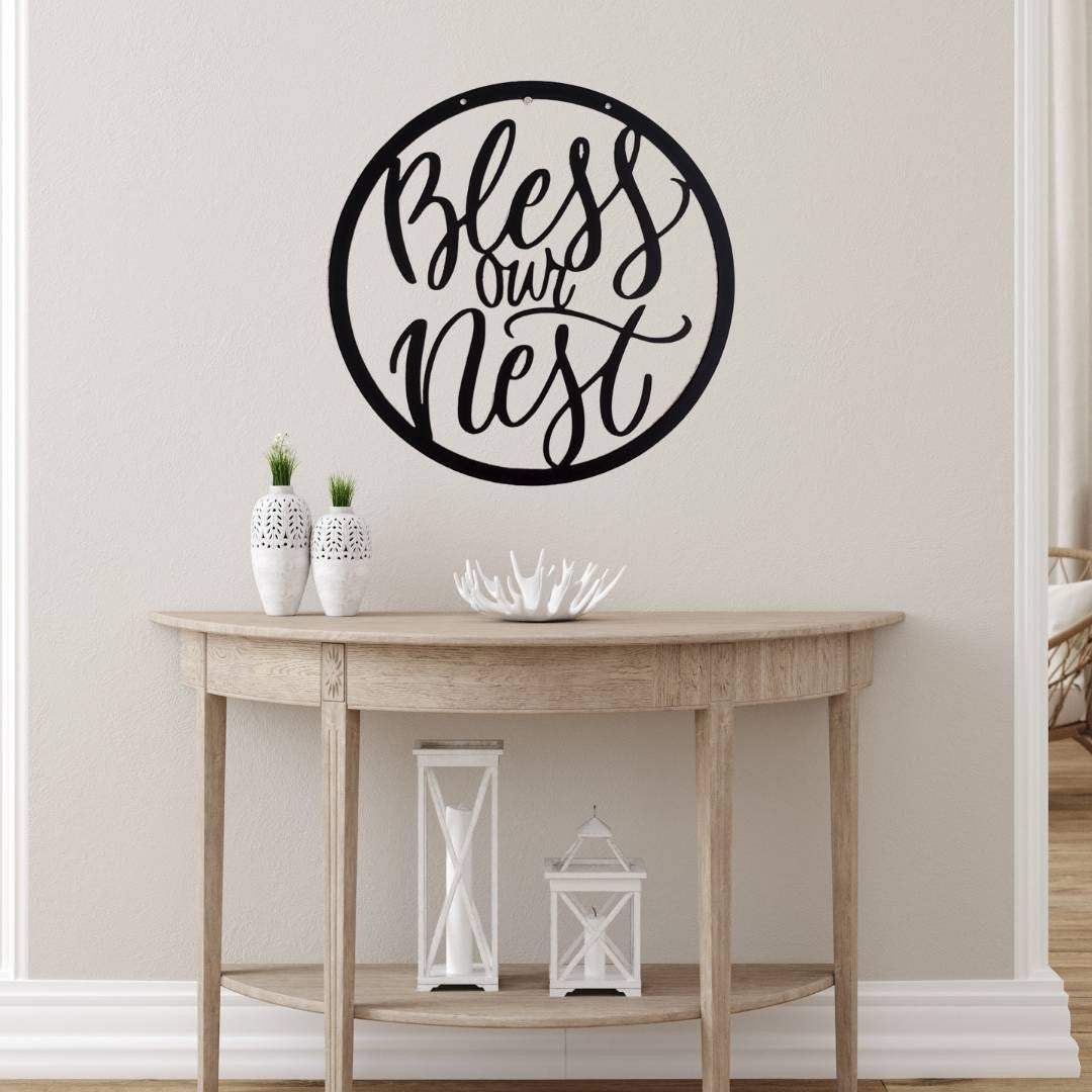 Bless Our Nest Sign, Bless Our Nest Metal Sign, Welcome Sign, Entryway Decor, Gallery Wall Sign, Home Sign, Metal Sign, Metal Words, Gift