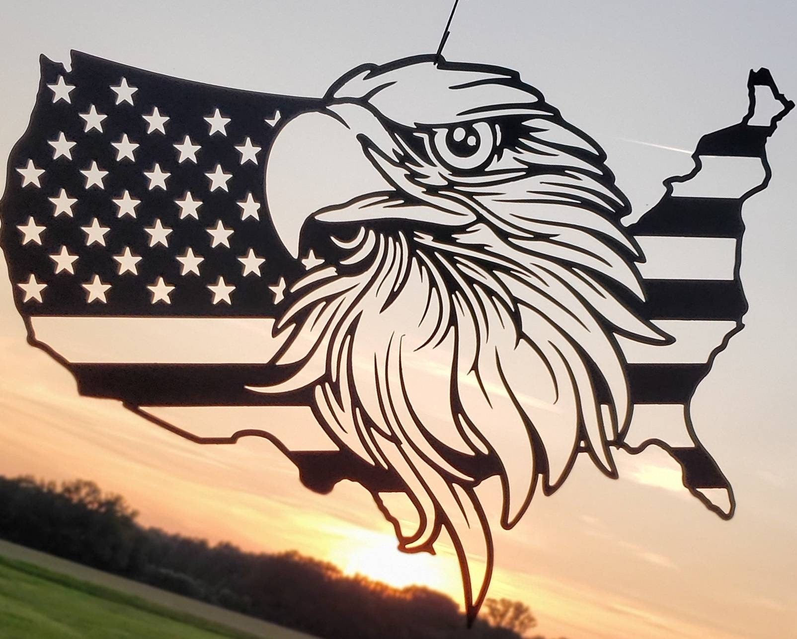 American Flag Metal Sign Metal American Flag, Metal Bald Eagle, American Flag Sign, Man Cave, Metal Shop Sign, USA, Garage Sign