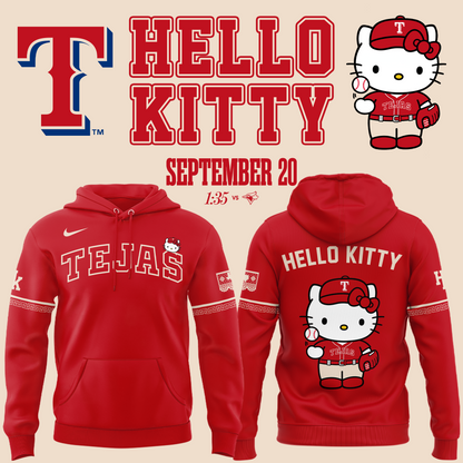 Exclusive Tejas City Connect Texas Rangers x Hello Kitty Hoodie 2026