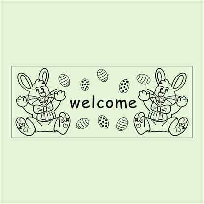 Easter Bunny Welcome Sign: Birch Wood Spring Door Decor
