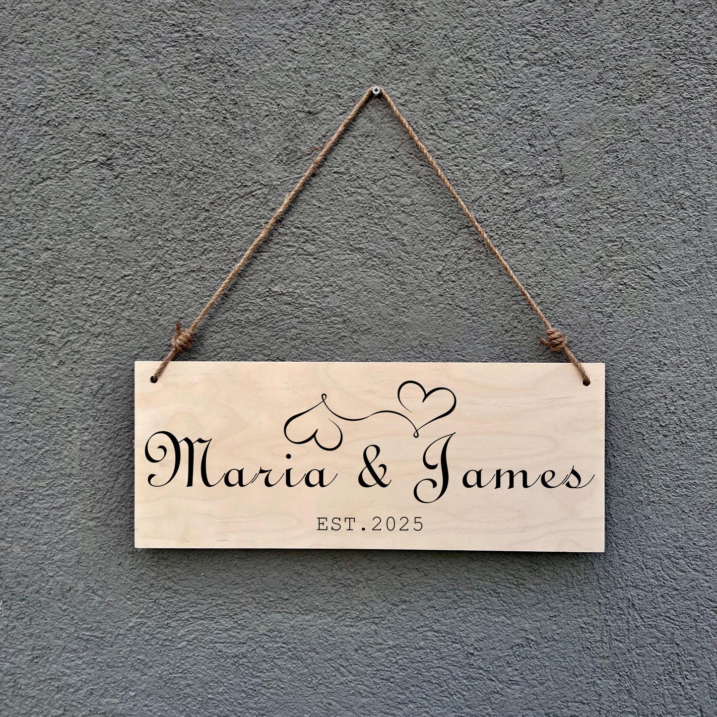 Personalized Wedding Sign: Rustic Birch Wood, Custom Couple Names