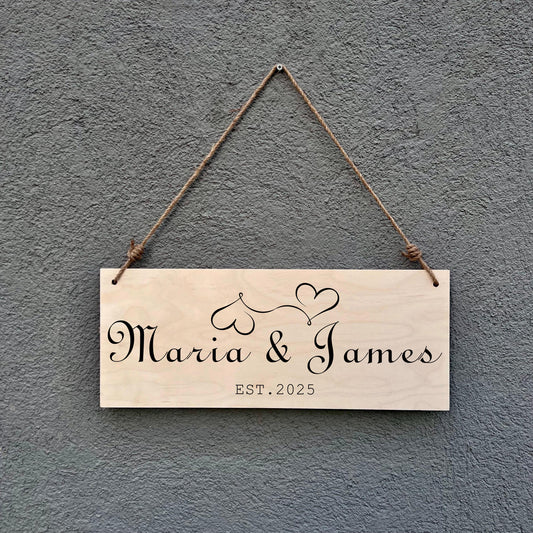 Personalized Wedding Sign: Rustic Birch Wood, Custom Couple Names
