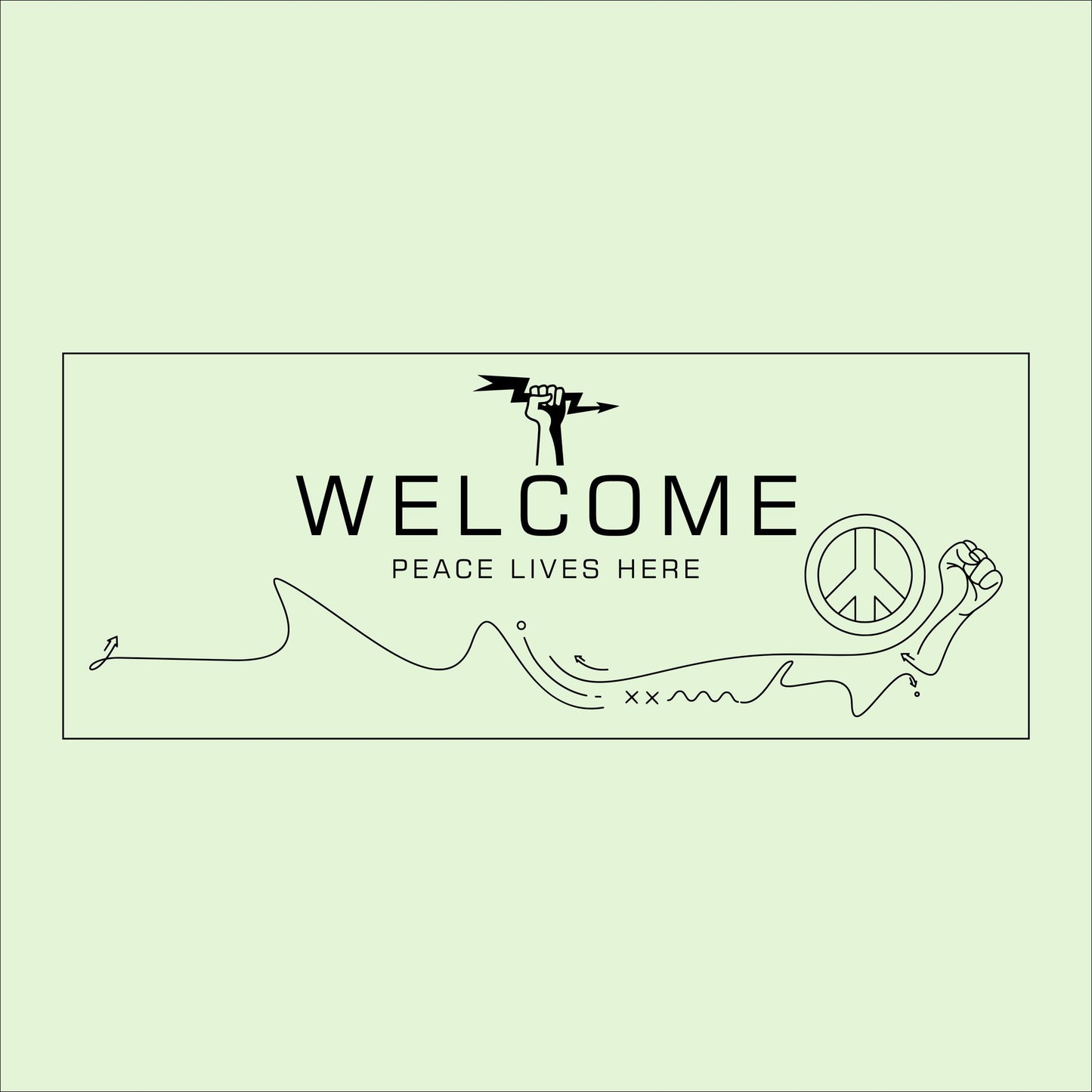 Peace Sign Welcome Plaque: Minimalist Boho Birch Wood Wall Decor