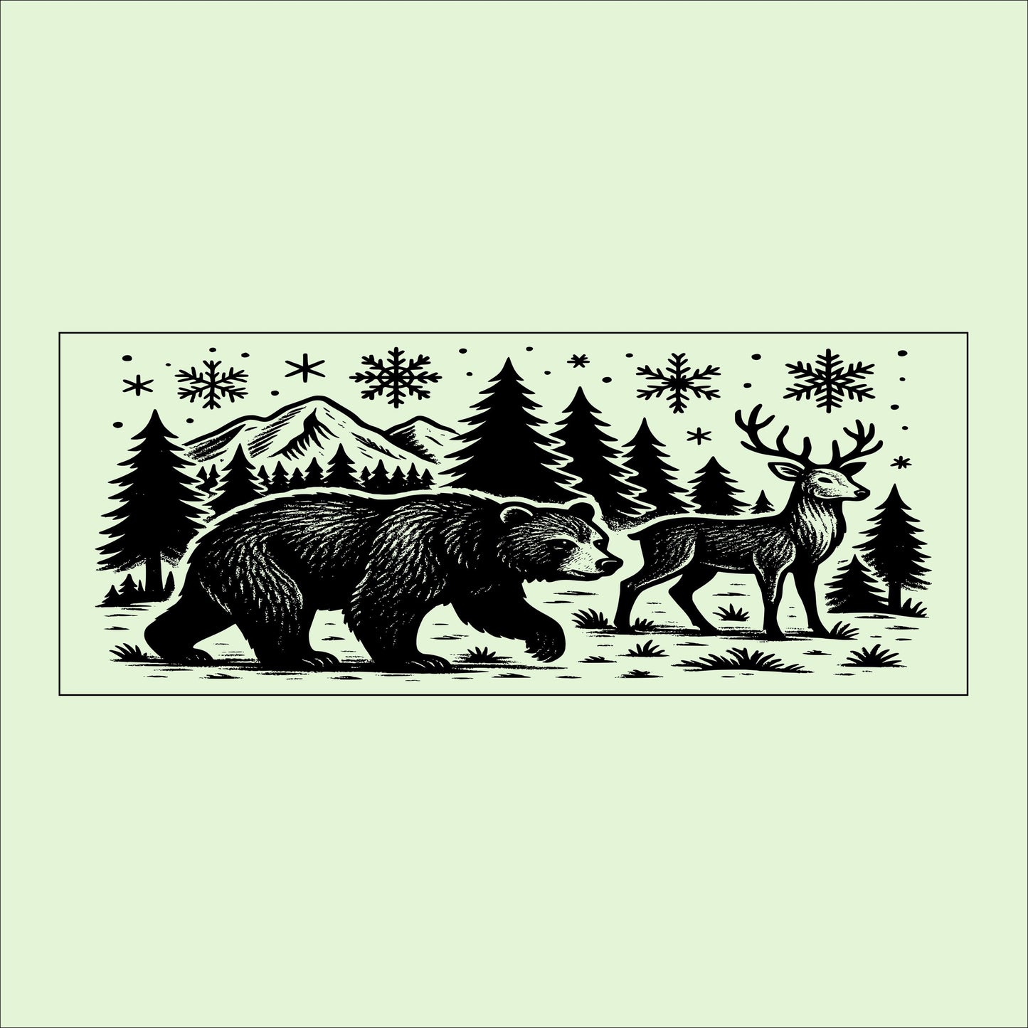 Rustic Bear and Deer Wood Sign: Mountain Cabin Lodge Decor