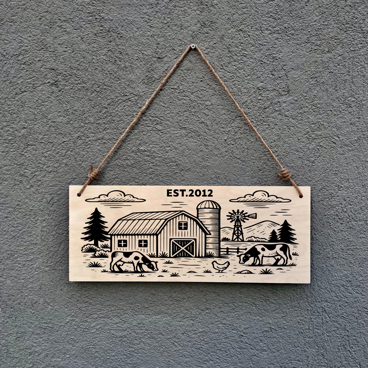 Personalized Farm Sign: Rustic Barn Decor with EST. Year