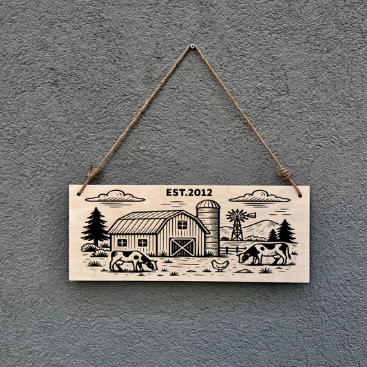 Personalized Farm Sign: Rustic Barn Decor with EST. Year