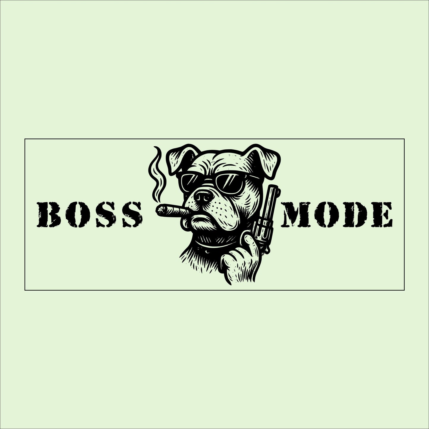 Funny Bulldog Wooden Sign: Boss Mode Man Cave Decor