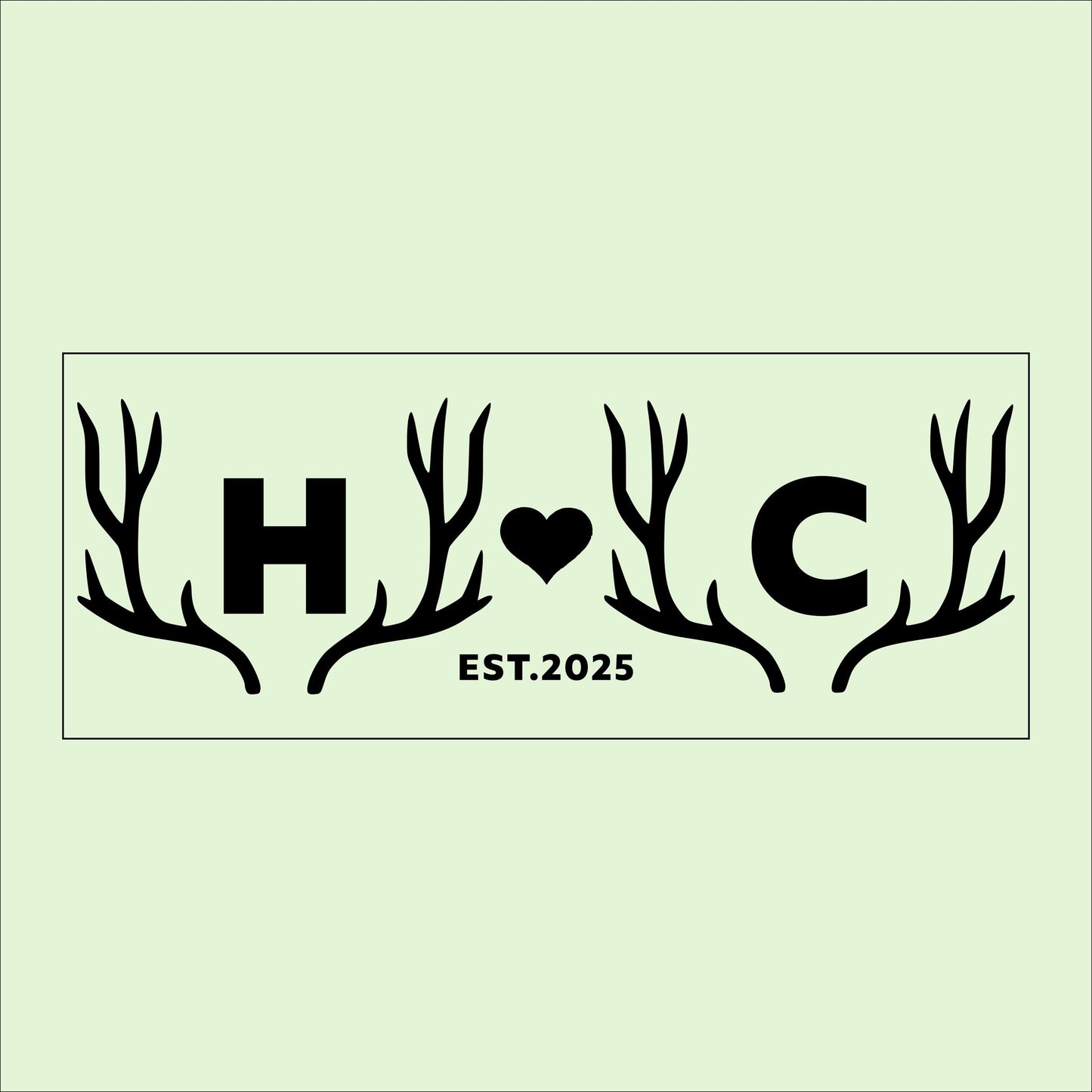 Personalized Antler Monogram Wooden Sign - Rustic Cabin Decor