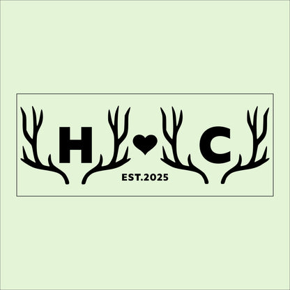 Personalized Antler Monogram Wooden Sign - Rustic Cabin Decor